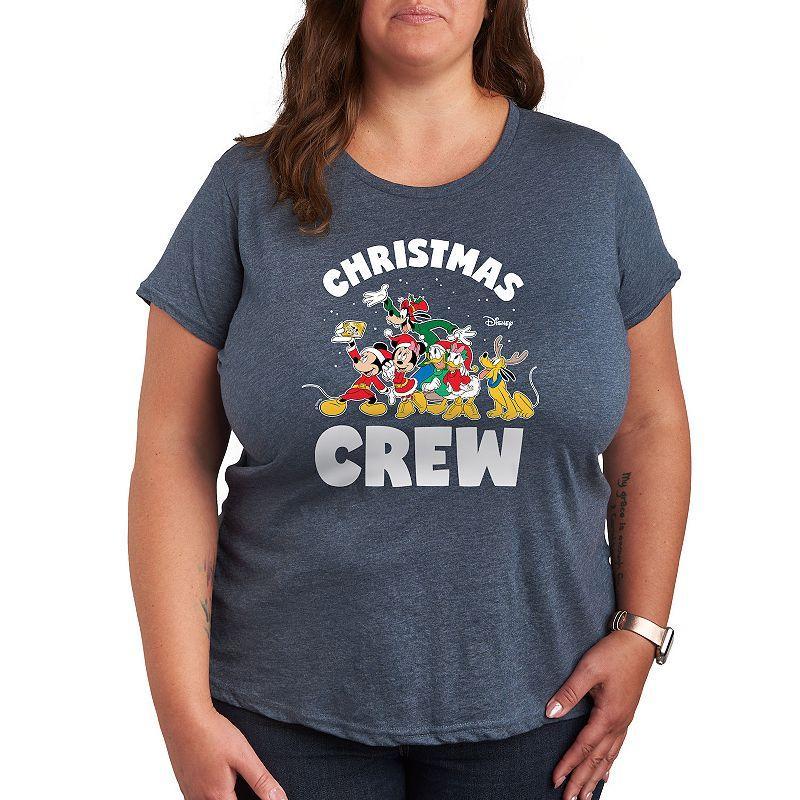 Disneys Mickey Mouse & Friends Plus Christmas Crew Graphic Tee, Womens Med Blue Product Image