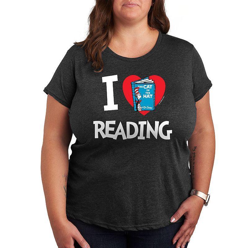 Womens Dr. Seuss I Love Reading Graphic Tee Heather Grey Product Image