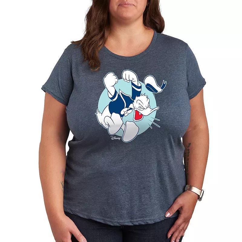 Disneys Donald Duck Plus Pose Graphic Tee, Womens Grey Blue Product Image