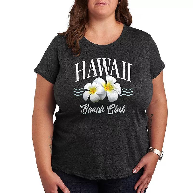 Plus Hawaii Beach Club Graphic Tee, Womens Heather Grey Product Image