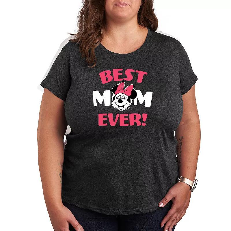 Disneys Minnie Mouse Plus Best Mom Graphic Tee, Womens Heather Grey Product Image