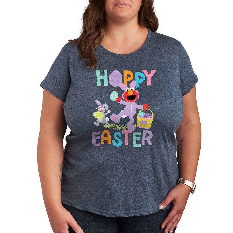 Plus Sesame Street Hoppy Easter Graphic Tee, Womens Grey Blue Product Image