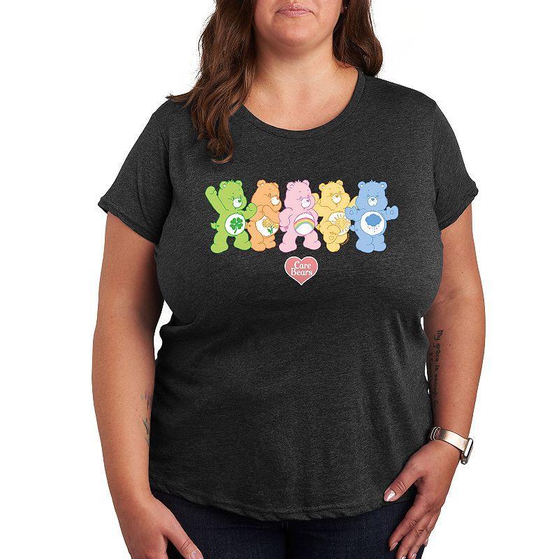 Plus Care Bears Pastel Lineup Graphic Tee, Womens Med Grey Product Image