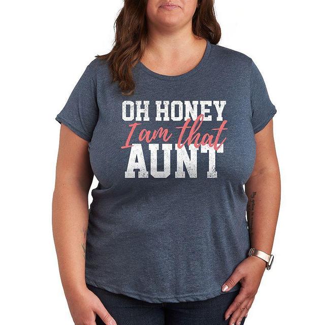 Plus Oh Honey I Am That Aunt Graphic Tee, Womens Dark Grey Product Image