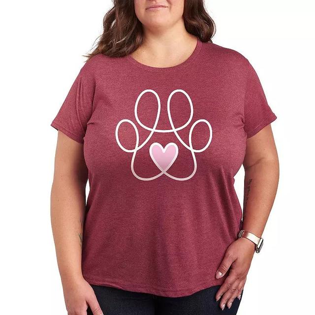 Plus Paw Print Heart Graphic Tee, Womens Med Red Product Image