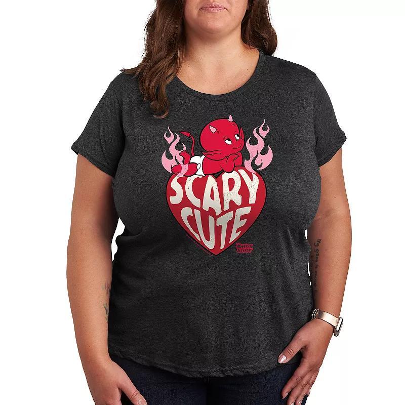 Plus Hot Stuff Scary Cute Graphic Tee, Womens Med Grey Product Image