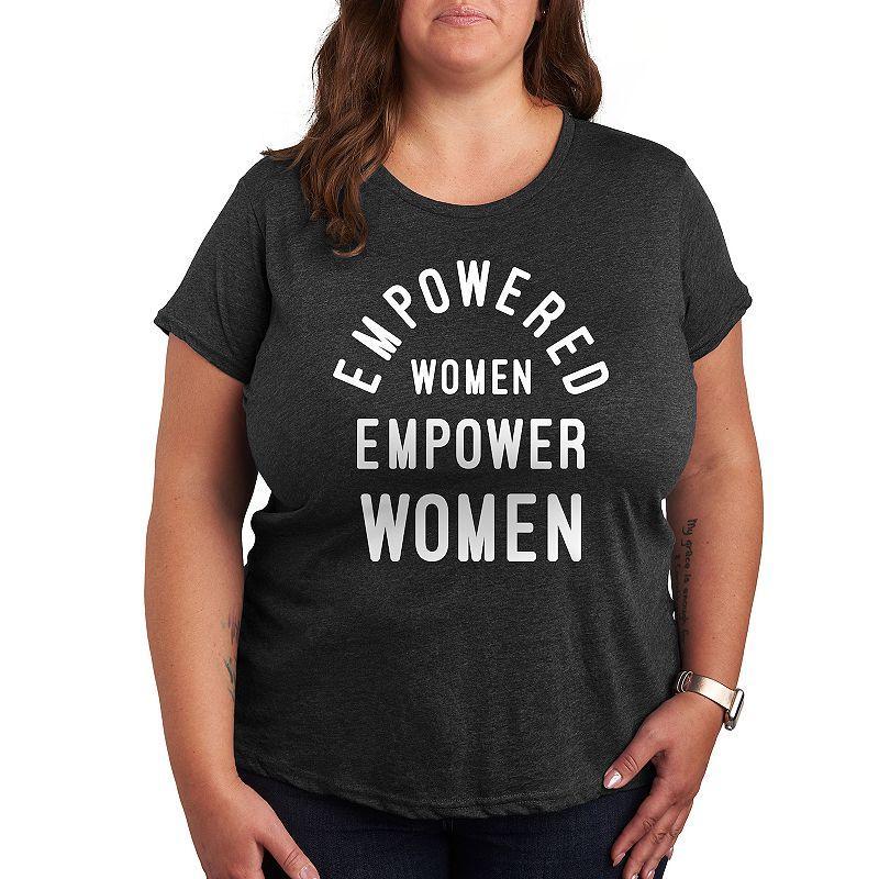 Plus Empowered Women Graphic Tee, Womens Grey Dark Red Product Image