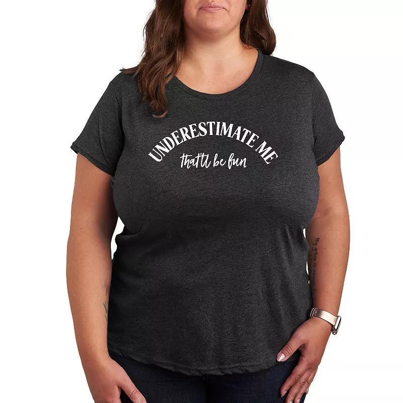 Plus Underestimate Me Graphic Tee, Girls Heather Grey Product Image