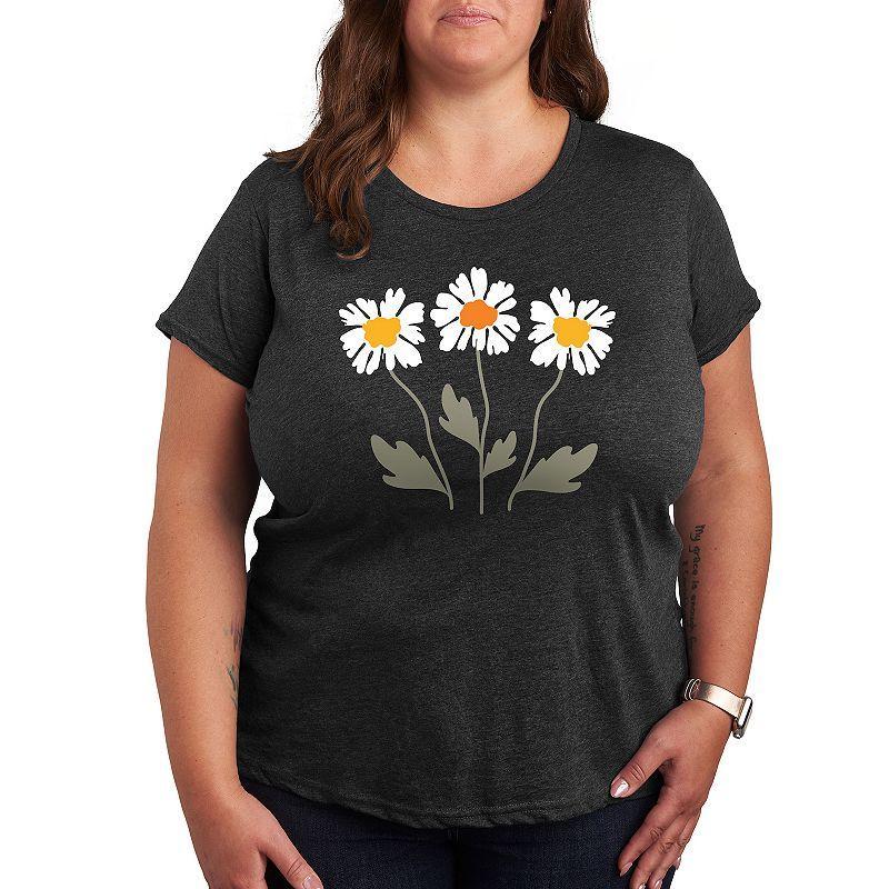 Womens Retro Daisies Graphic Tee Dark Grey Product Image