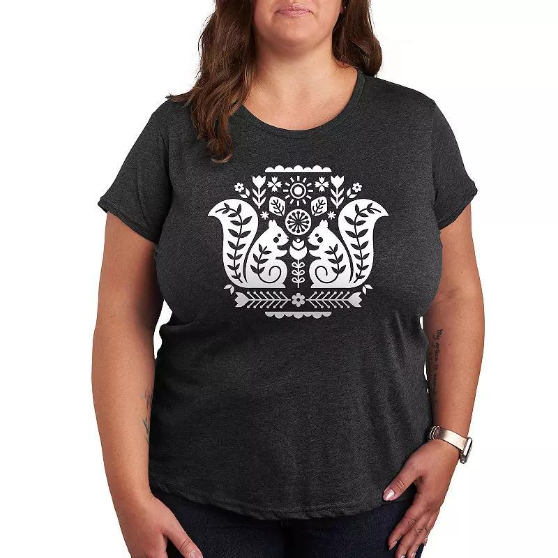 Womens Scandinavian Squirrels Flowy Tee Heather Grey Product Image