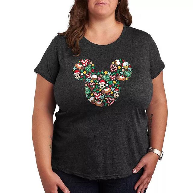 Disneys Mickey Mouse Plus Christmas Silhouette Graphic Tee, Womens Product Image