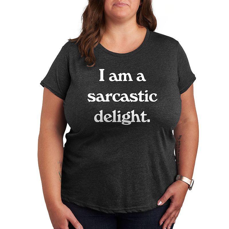 Womens I Am A Sarcastic Delight Graphic Tee, Girls Heather Grey Product Image