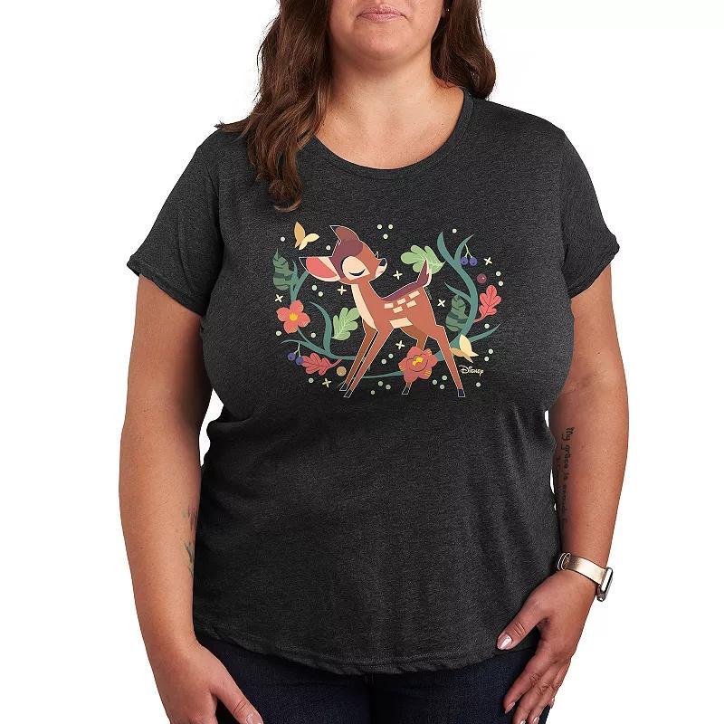 Disneys Bambi Plus Plants Graphic Tee, Womens Heather Grey Product Image