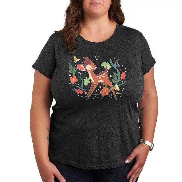 Disneys Bambi Plus Plants Graphic Tee, Womens Heather Grey Product Image