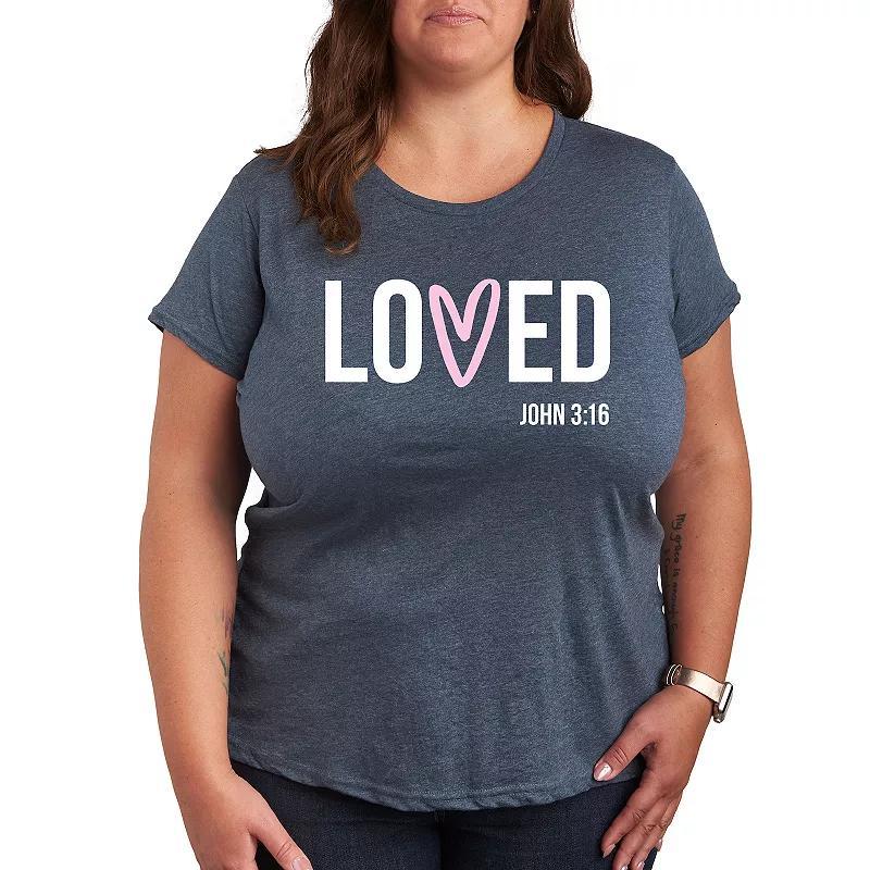 Plus Loved John 3:16 Graphic Tee, Womens Product Image