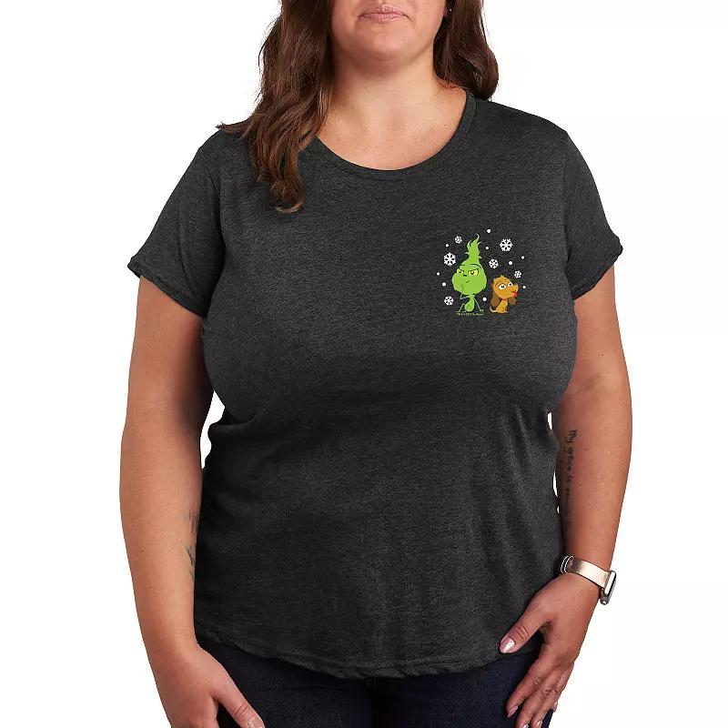 Plus Dr. Seuss Little Grinch Max Snow Graphic Tee, Womens Grey Heather Product Image