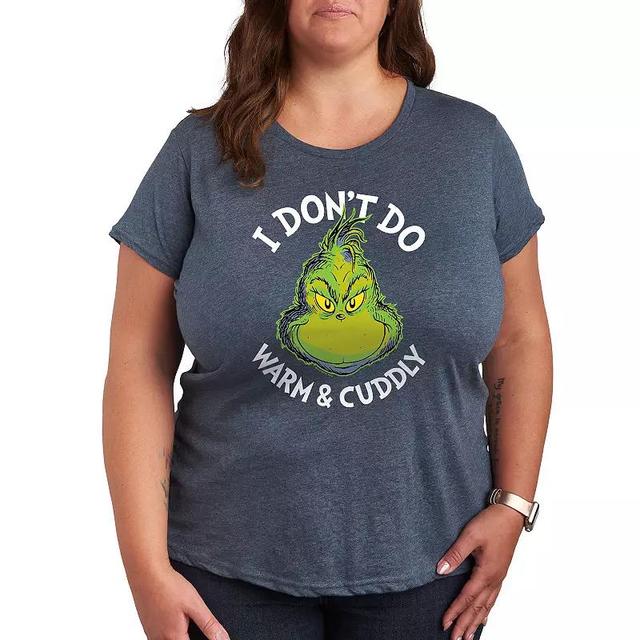 Plus Dr. Seuss The Grinch Dont Do Warm Cuddly Graphic Tee, Womens Grey Heather Product Image