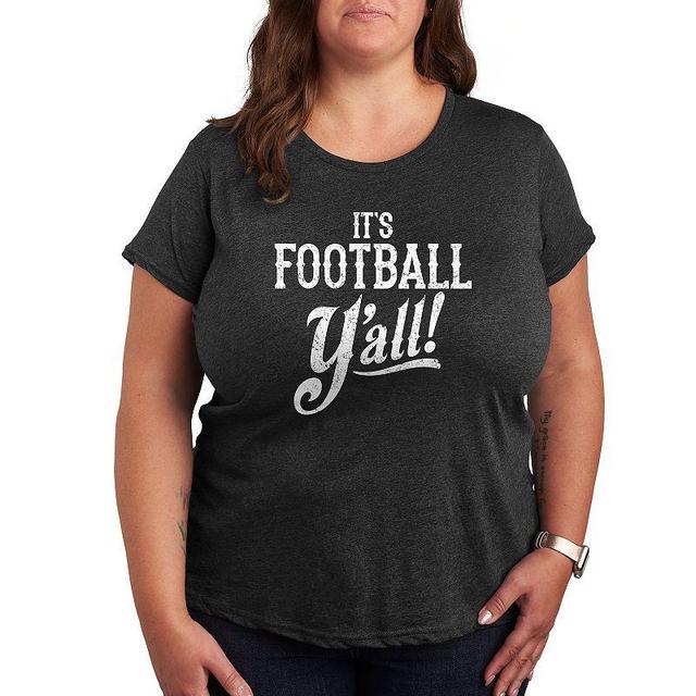 Plus Size Its Football Yall Graphic Tee, Womens Heather Grey Product Image