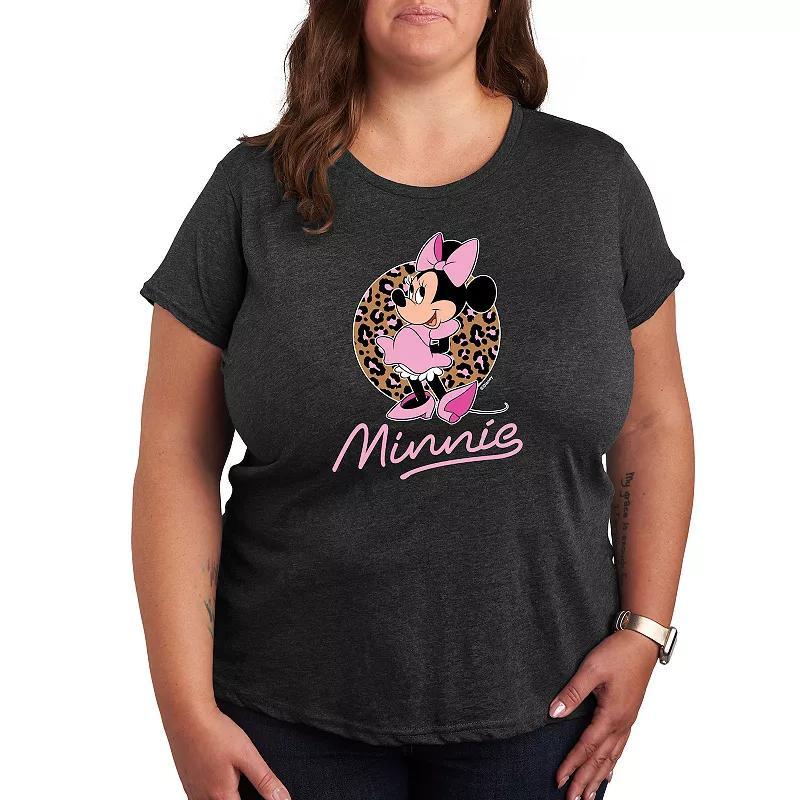 Disneys Minnie Mouse Plus Size Leopard Graphic Tee, Womens Product Image