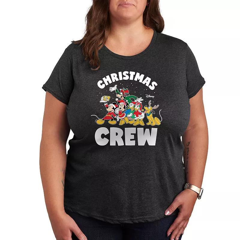 Disneys Mickey Mouse & Friends Plus Christmas Crew Graphic Tee, Womens Med Blue Product Image