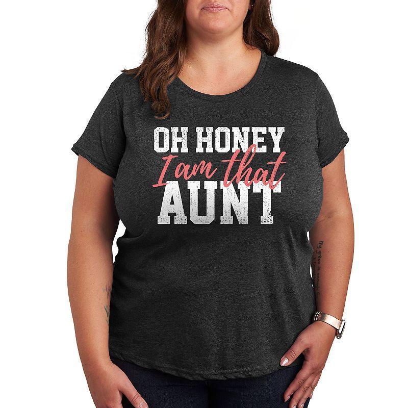 Plus Oh Honey I Am That Aunt Graphic Tee, Womens Dark Grey Product Image