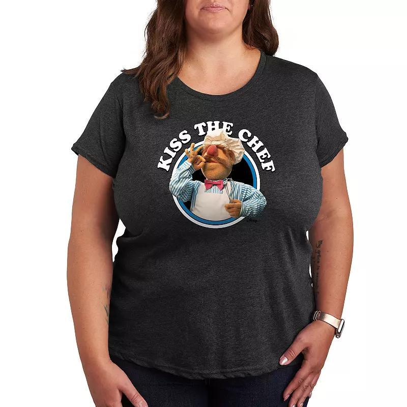 Disneys The Muppets Plus Kiss The Chef Graphic Tee, Womens Heather Grey Product Image