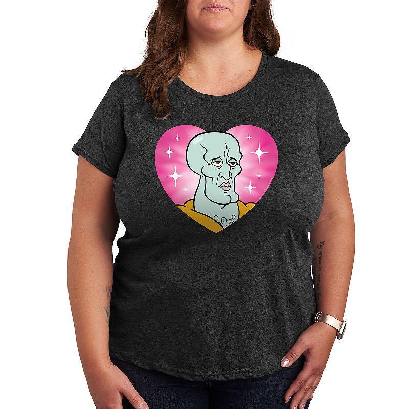 Plus Size SpongeBob Squarepants Handsome Squidward Heart Graphic Tee, Womens Product Image