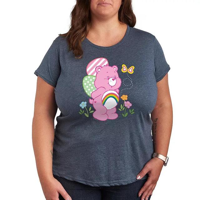 Plus Care Bears Easter Scene Graphic Tee, Womens Grey Blue Product Image