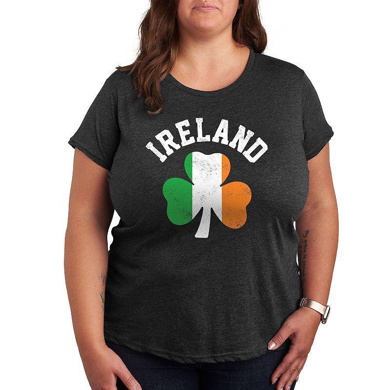 Plus Ireland Shamrock Graphic Tee, Womens Heather Grey Product Image