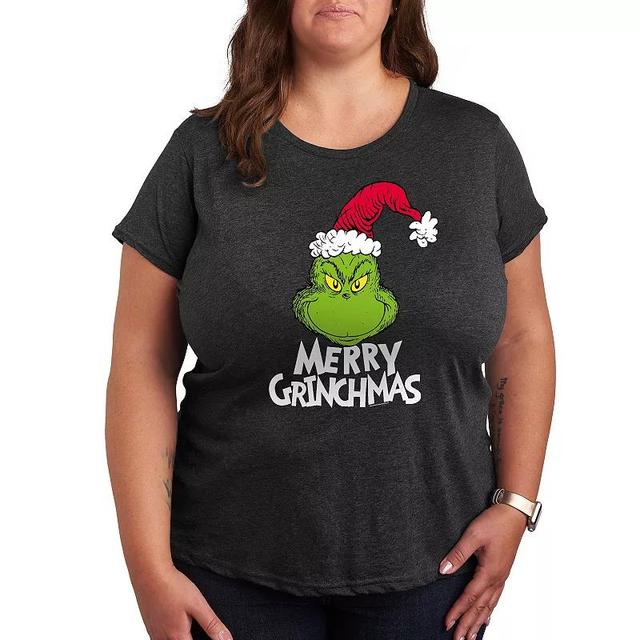 Womens Dr. Seuss The Grinch Merry Grinchmas Graphic Tee, Girls Heather Grey Product Image