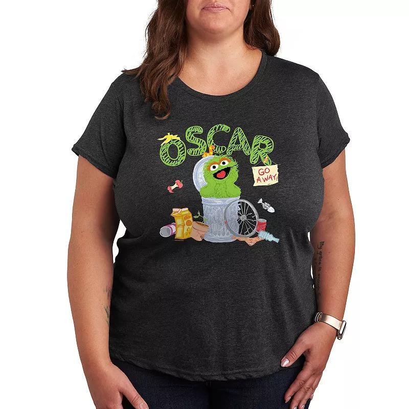 Plus Grinch Stacked Graphic Tee, Womens Heather Grey Product Image