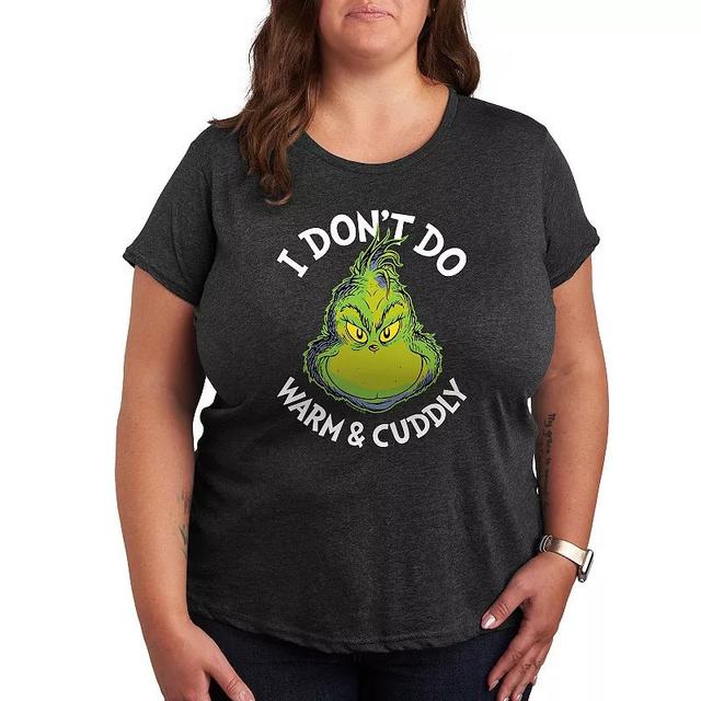 Plus Dr. Seuss The Grinch Dont Do Warm Cuddly Graphic Tee, Womens Grey Heather Product Image