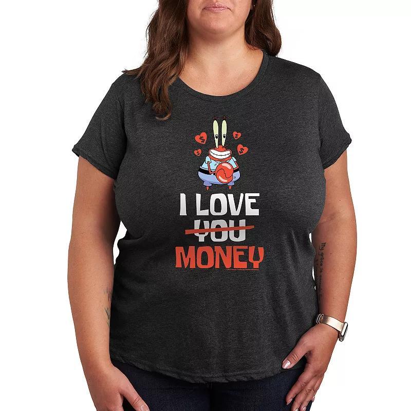 Plus Size SpongeBob Squarepants Mr. Krabs I Love Money Graphic Tee, Womens Product Image