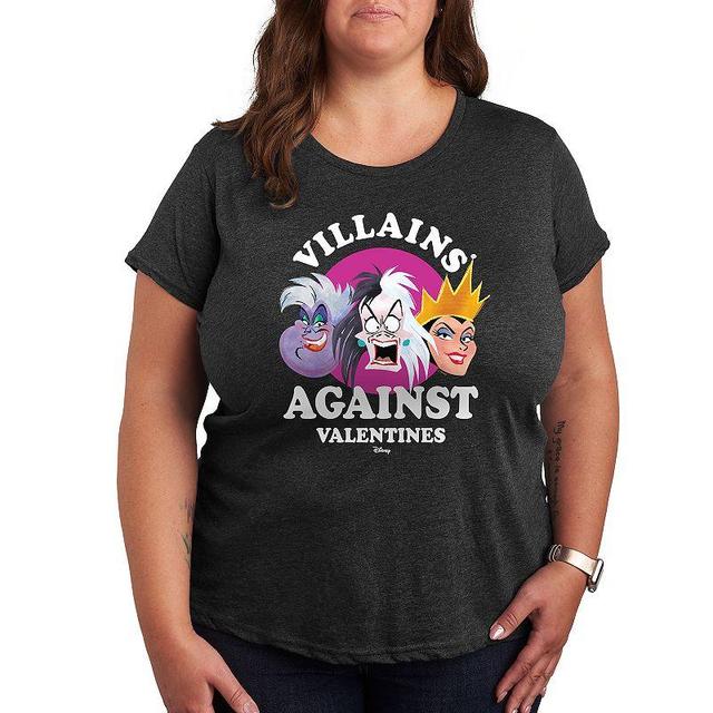 Disneys Villains Against V Day Plus Graphic Tee, Womens Heather Grey Product Image