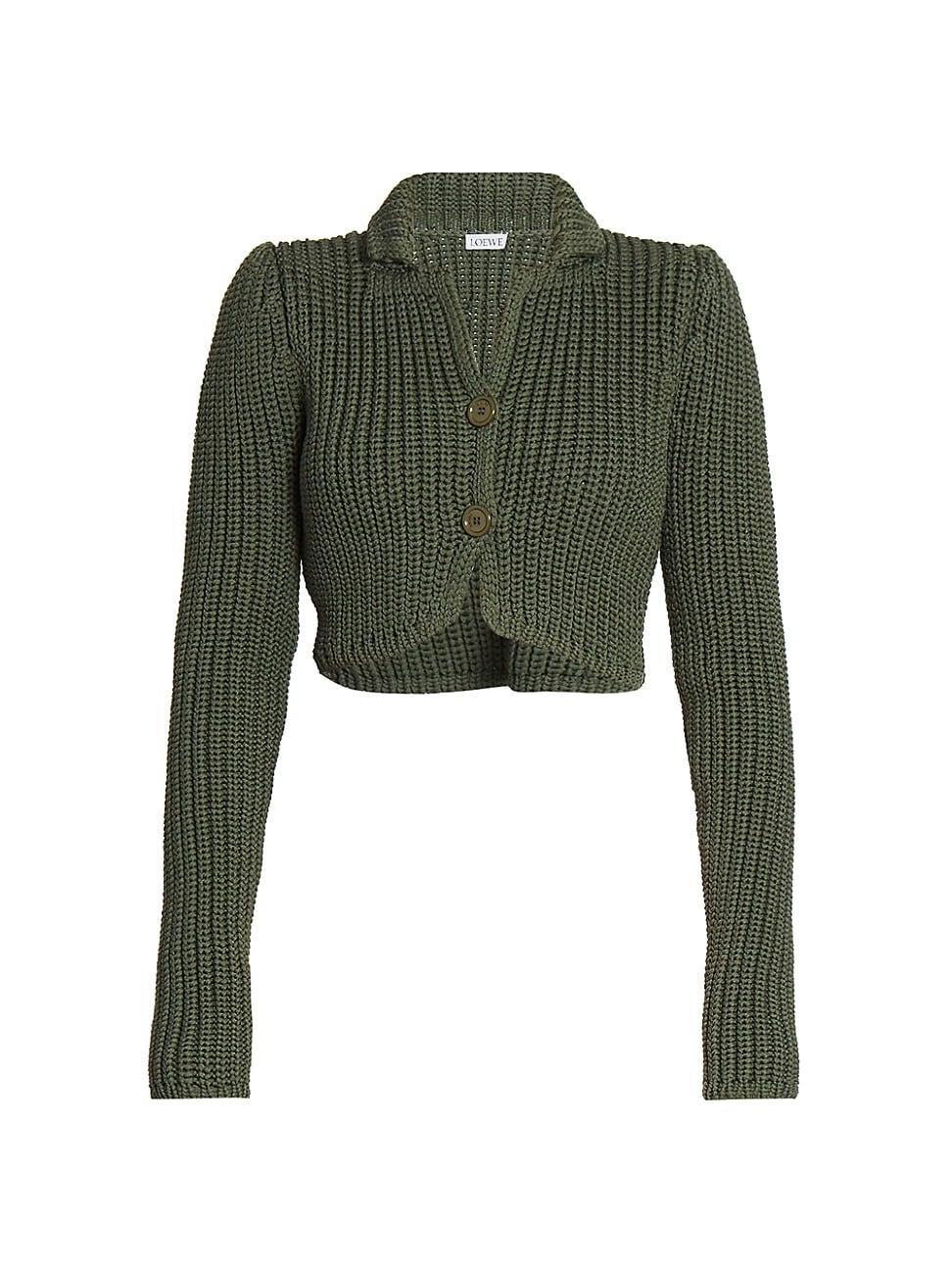 Womens Cropped Button-Front Cardigan product image