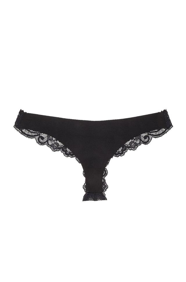 fleur du mal Charlotte Lace Thong Panty Black. (also in M/L). Product Image