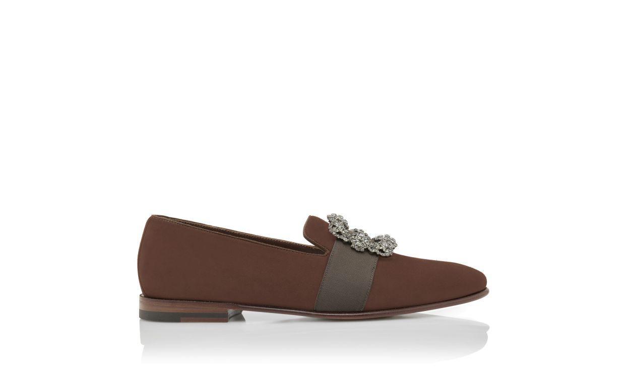 CARLTON Brown Suede Jewel Buckle Loafers Product Image