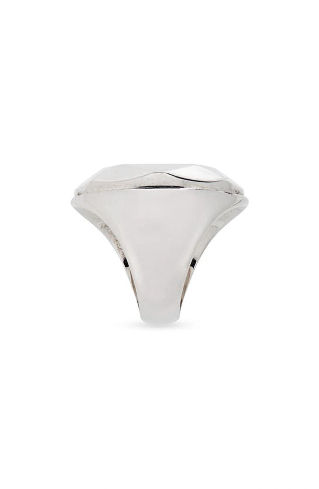 The Faceted Stone Ring In Silver Product Image