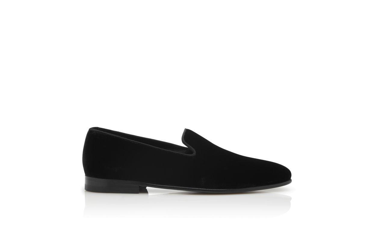 MARIO VELVET Navy Blue Velvet Loafers Product Image