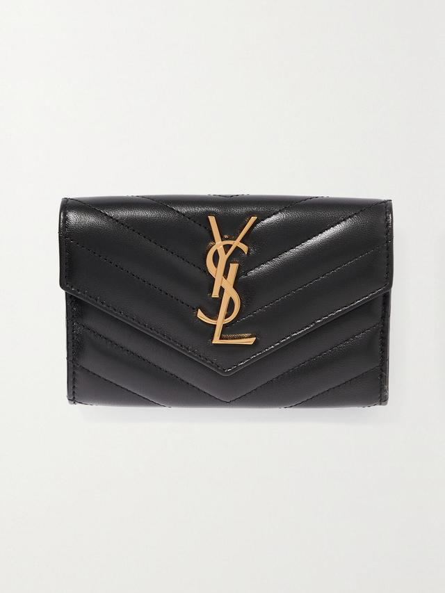 SAINT LAURENT Cassandre Small Matelassé Leather Wallet In Black Product Image