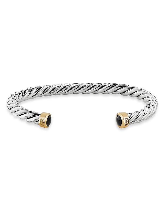 Mens Cable Cuff Bracelet with 18K Yellow Gold Product Image