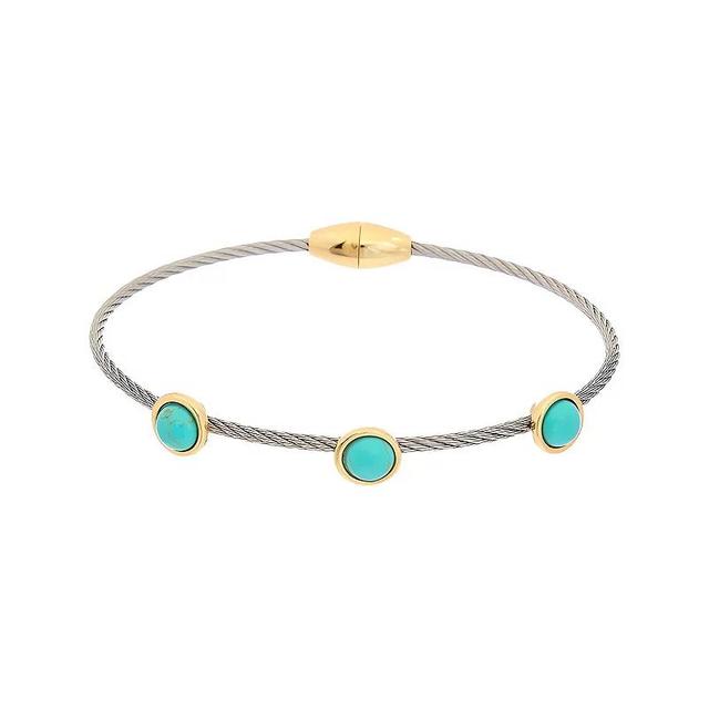 Juvell 18k Gold Plated Simulated Turquoise Bangle Bracelet, Womens, Two Tone Product Image