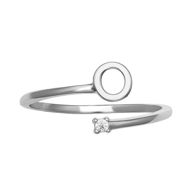 PRIMROSE Sterling Silver Cubic Zirconia Initial Bypass Band Ring, Womens Sterling Silver I Product Image