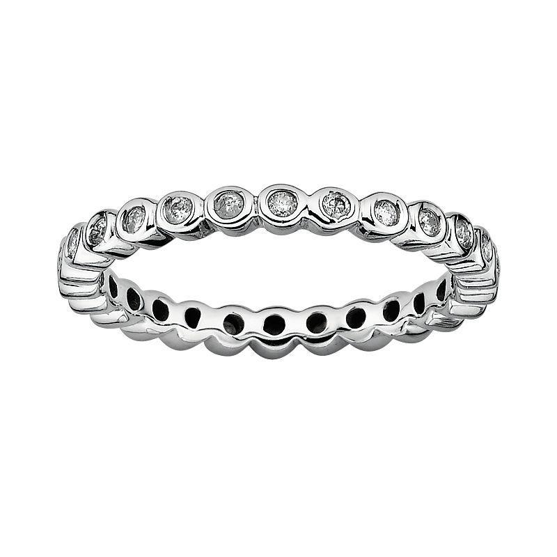 Stacks & Stones Sterling Silver 1/3-ct. T.W. Diamond Eternity Stack Ring, Womens White Product Image