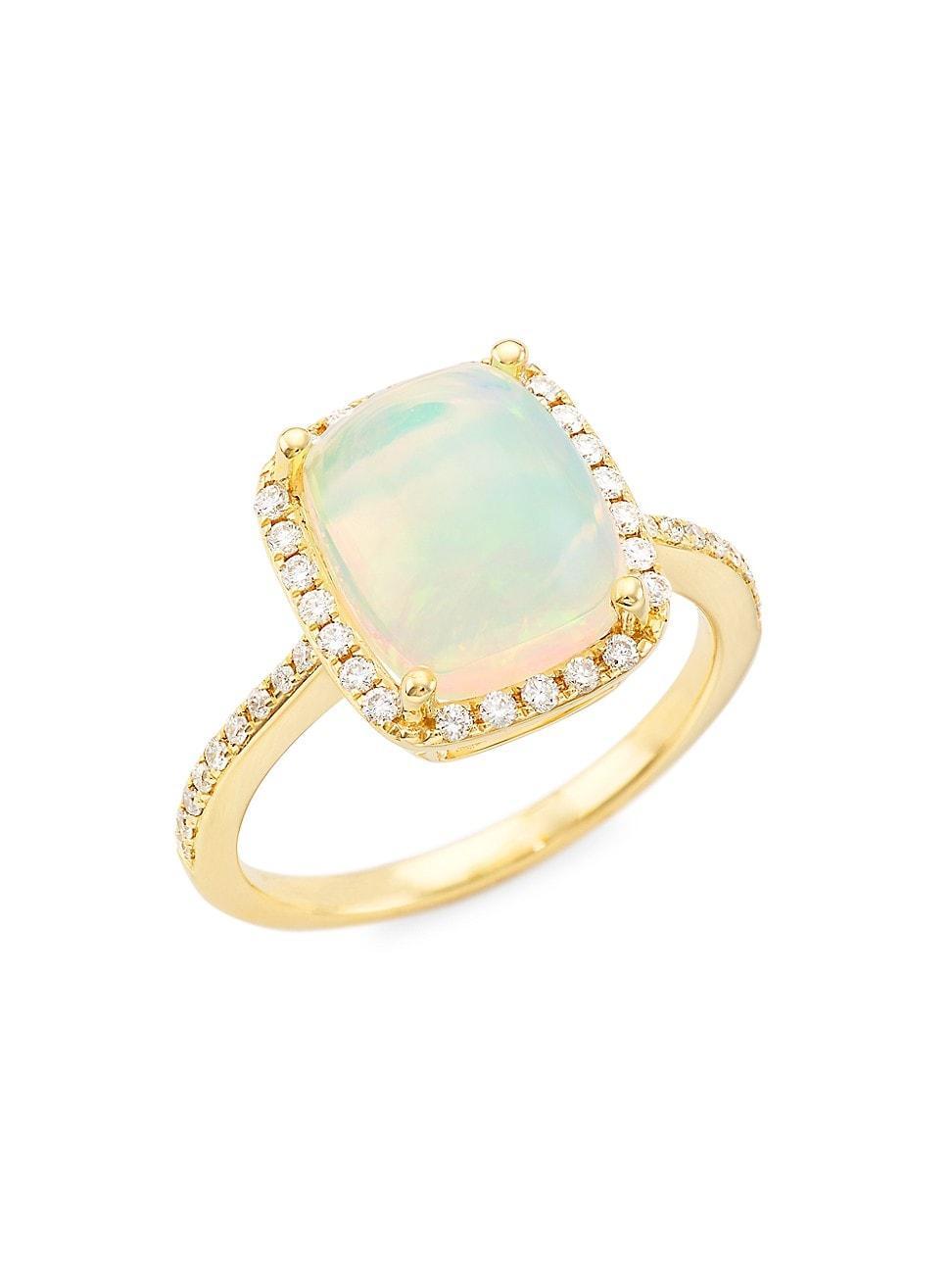 Womens 14K Yellow Gold, Opal, & 0.3 TCW Diamond Ring Product Image