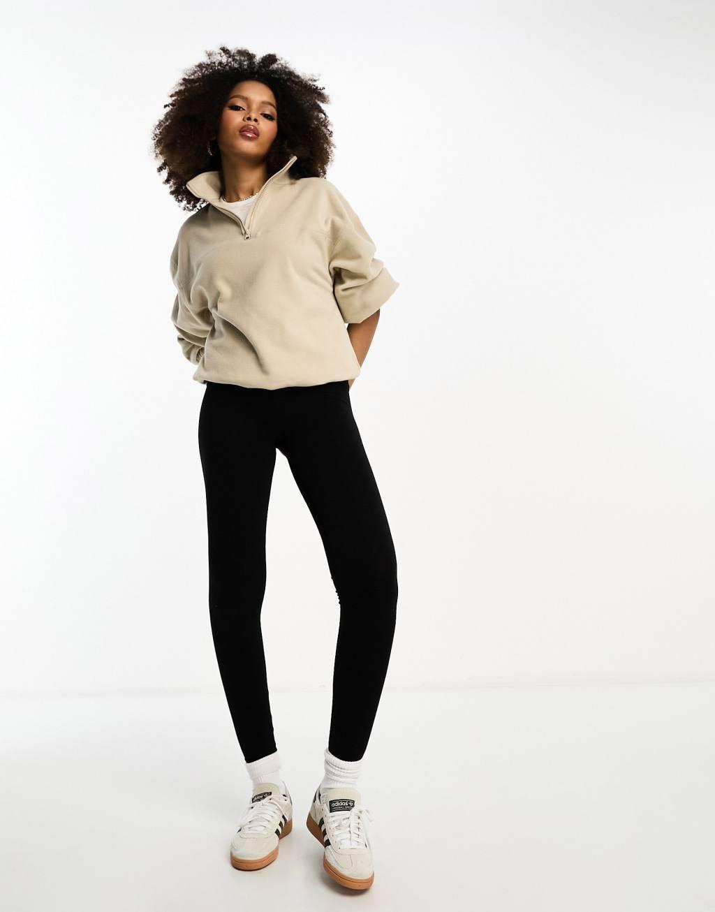 ASOS DESIGN half zip fleece in stone Product Image