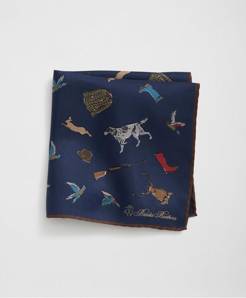 Country Motif Silk Pocket Square Product Image