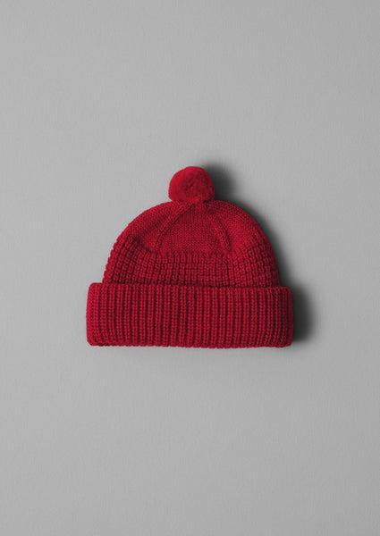 Waffle Stitch Wool Beanie | Carmine Red product image