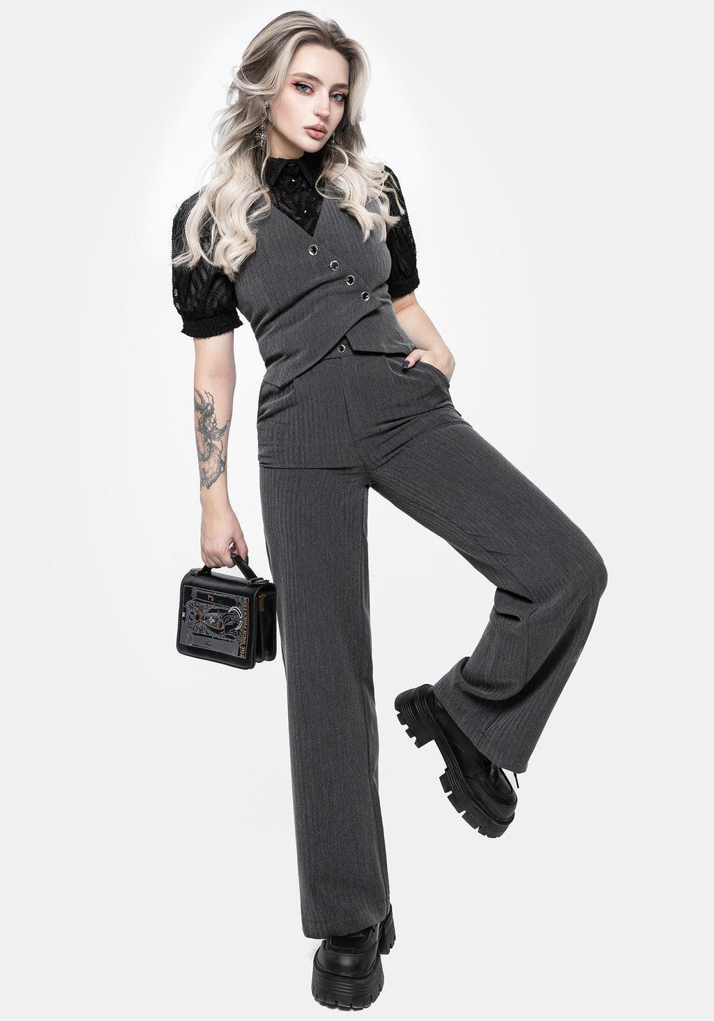 Moonage Herringbone Tailored Trousers - Grey Product Image