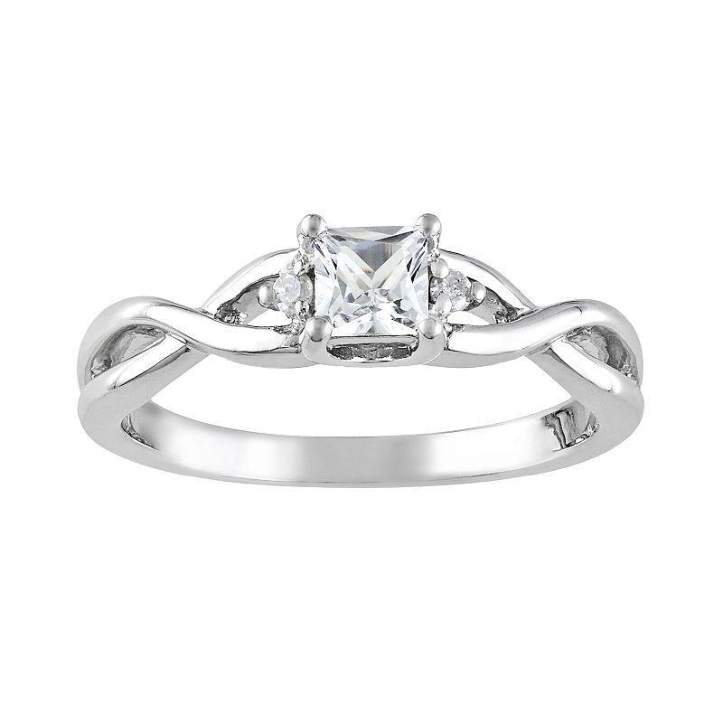 Stella Grace Sterling Silver Lab-Created White Sapphire and Diamond Accent Infinity Ring, Womens Product Image